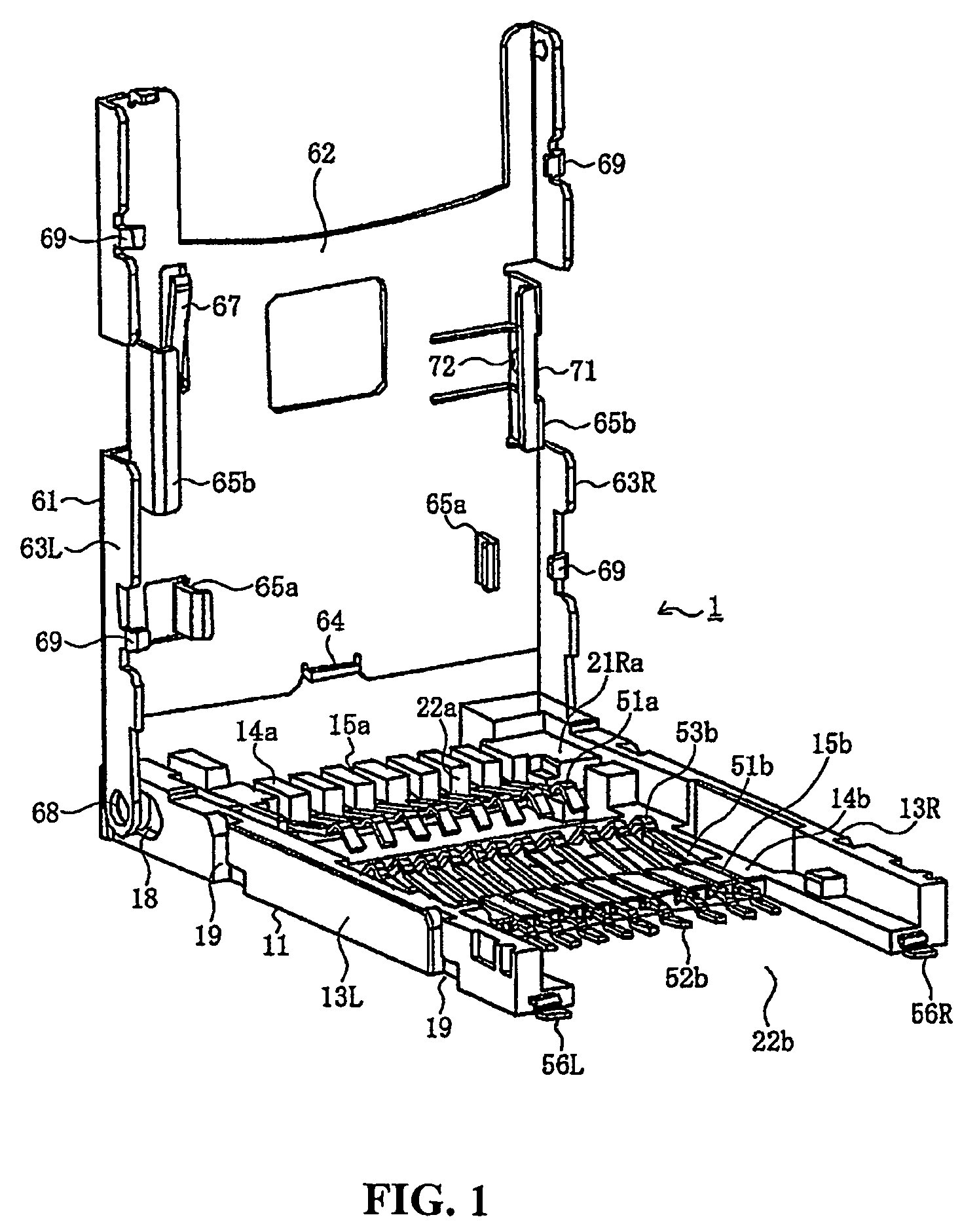 Card connector for receiving multiple cards