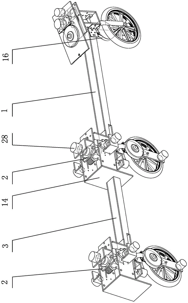 Pull type multi-section modularized bicycle robot mechanism