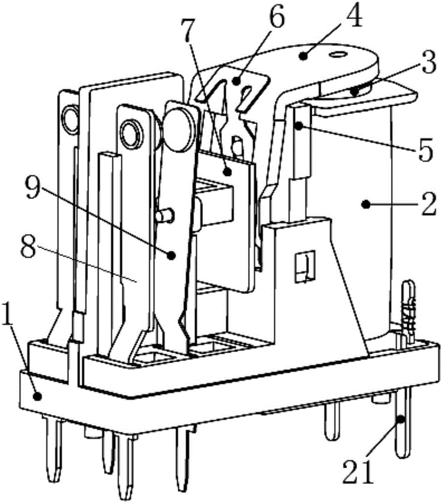 Relay push card structure and relay containing push card