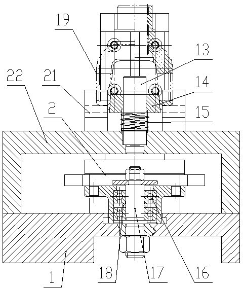 Clamp for central hole of sliding fork drilling end surface