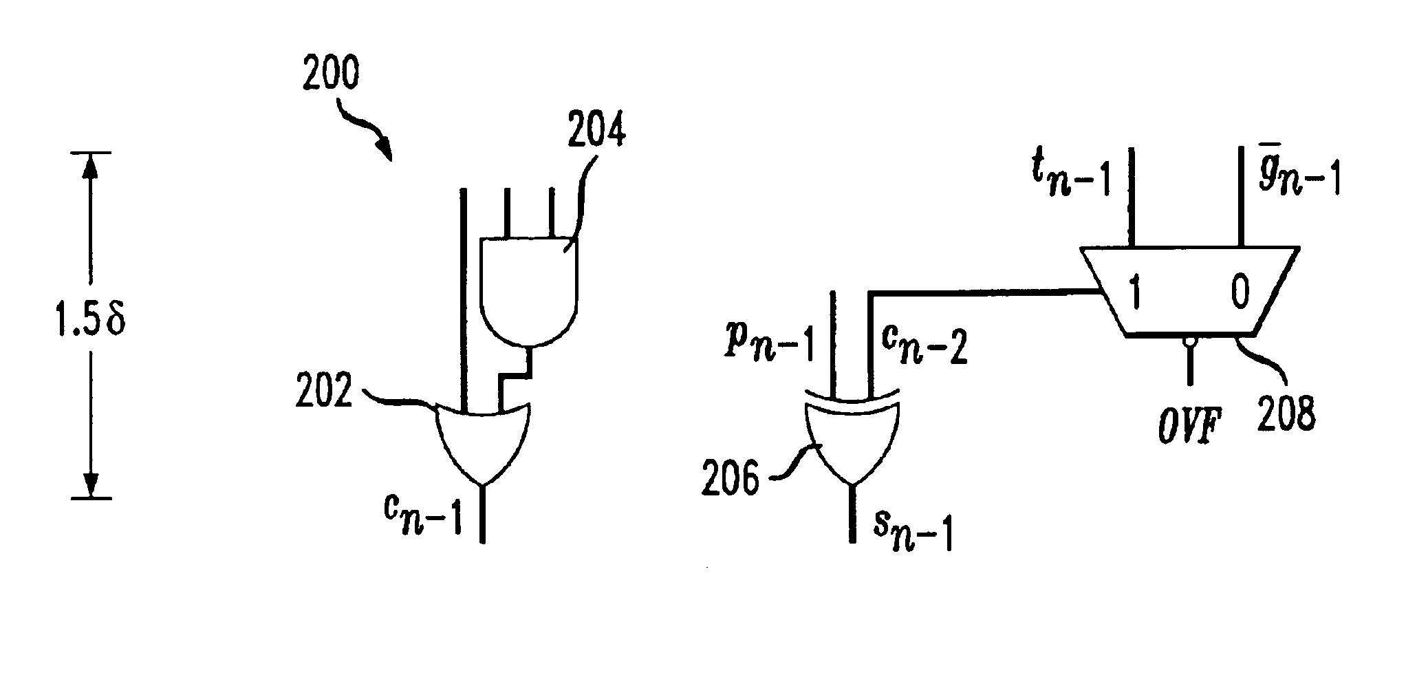 Adder with improved overflow flag generation