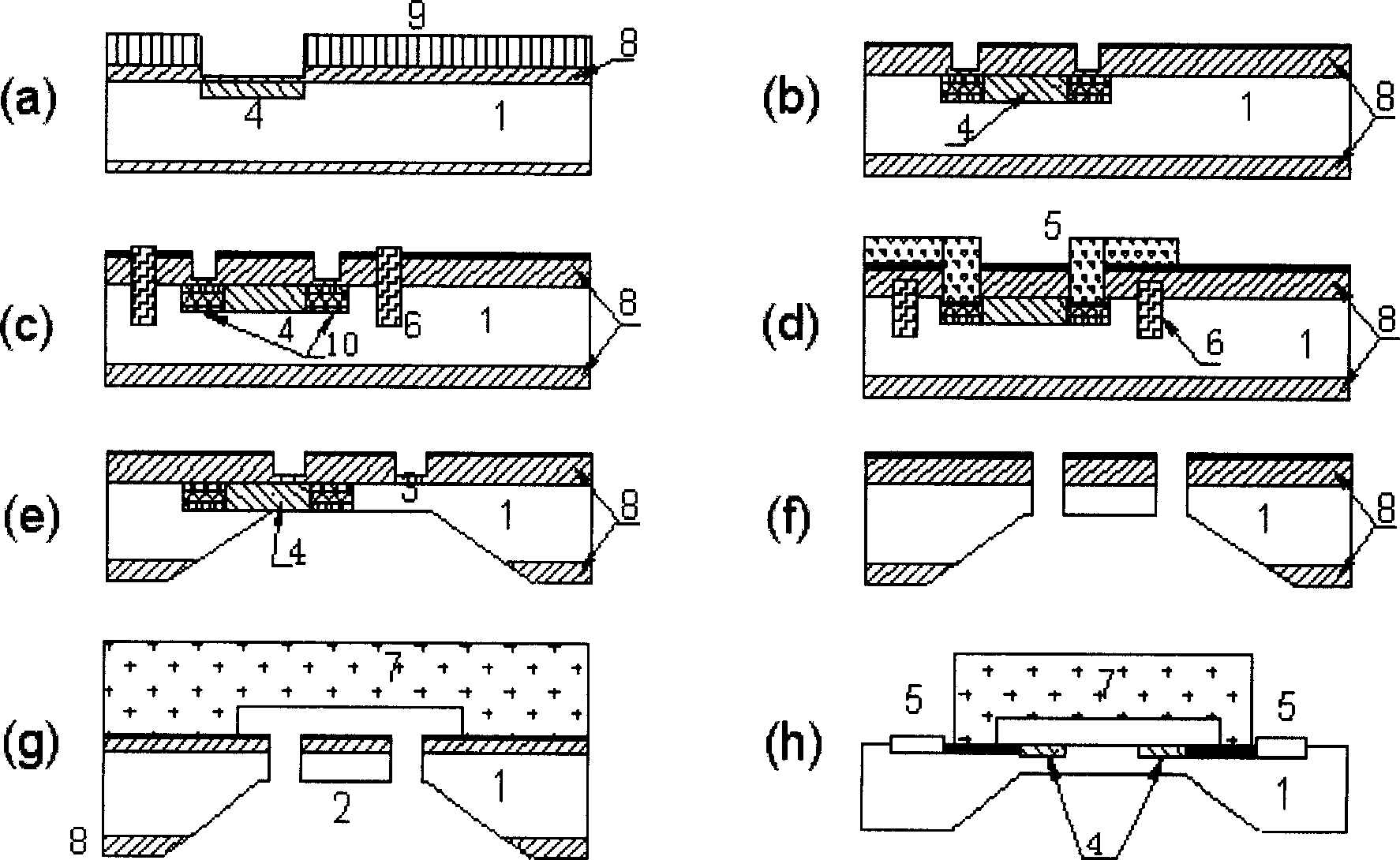 Pressure resistance large overloading accelerometer and preducing method thereof