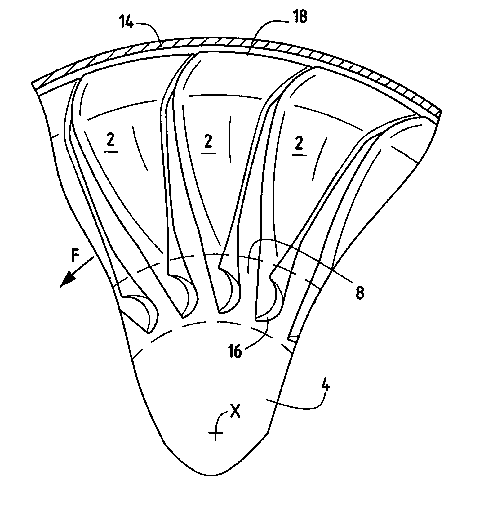 Backswept turbojet blade