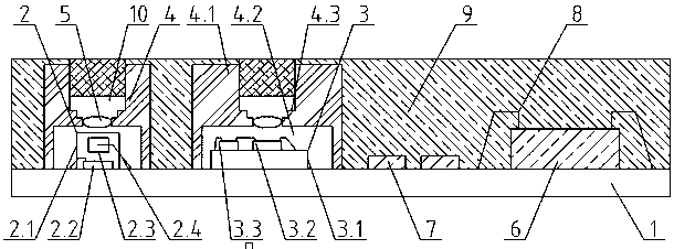 SIP packaging structure with integrated vertical photoelectric transceiver function and its process method