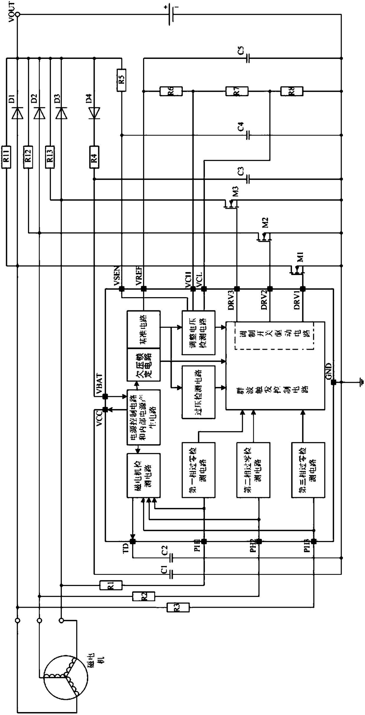 A kind of short-circuit mos voltage regulator system for motorcycle