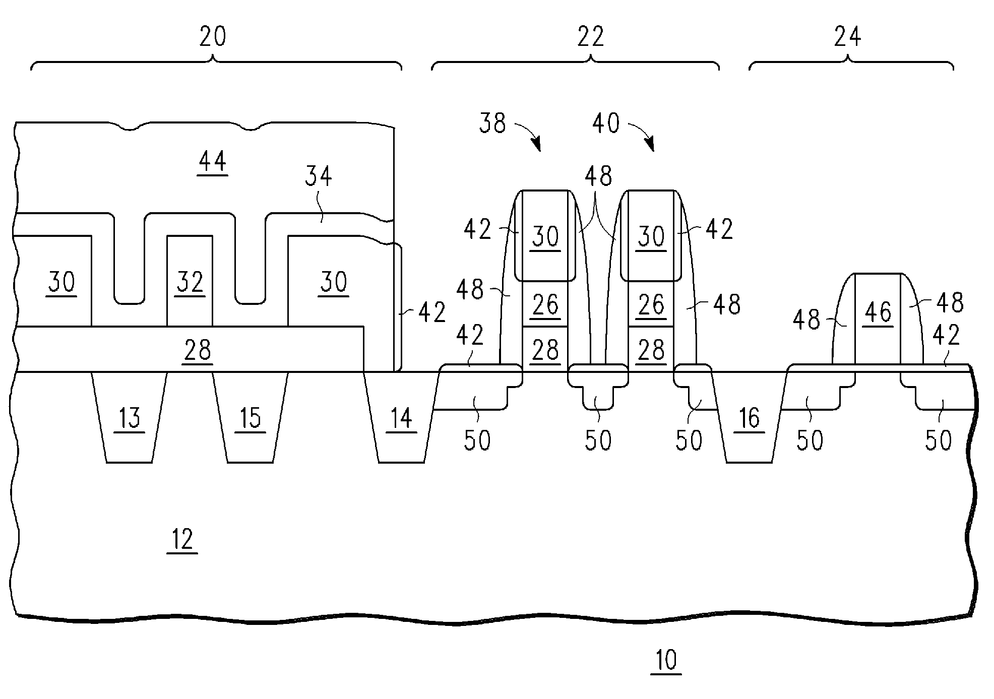 Method for process integration of non-volatile memory cell transistors with transistors of another type