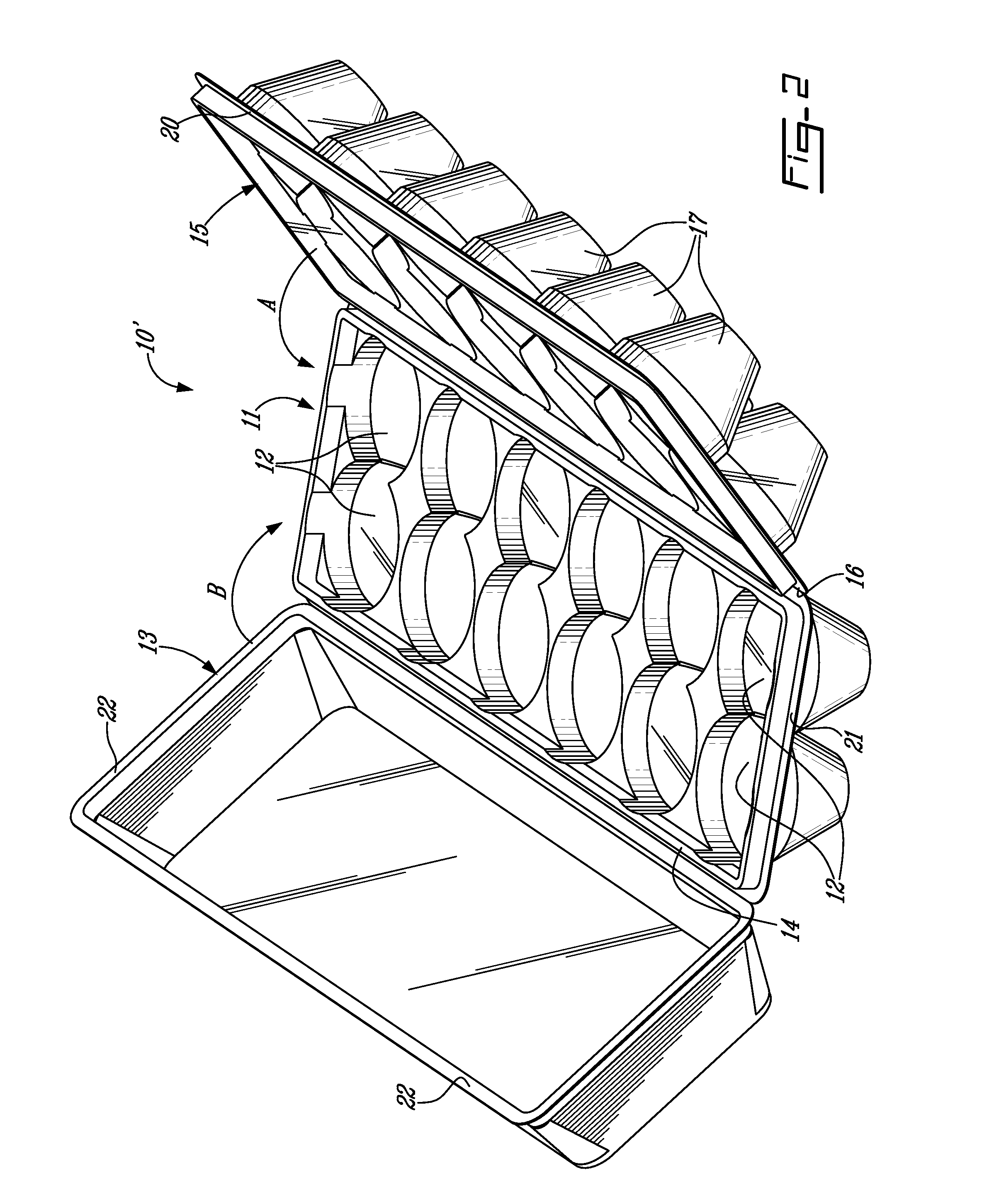 Egg container with stack-spacing system