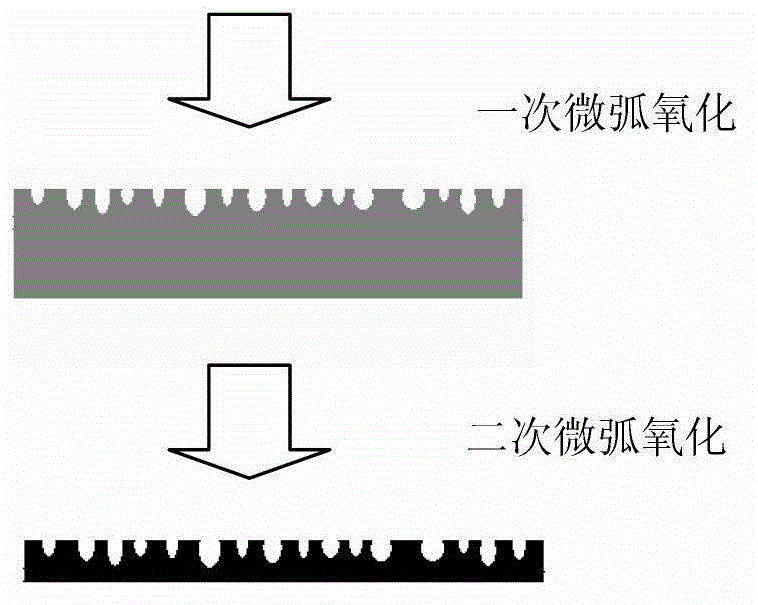 Method for preparing biological activity micro-arc oxidation ceramic coating with macroscopic/microcosmic double-stage pore structure on surface of medical titanium through two-step method