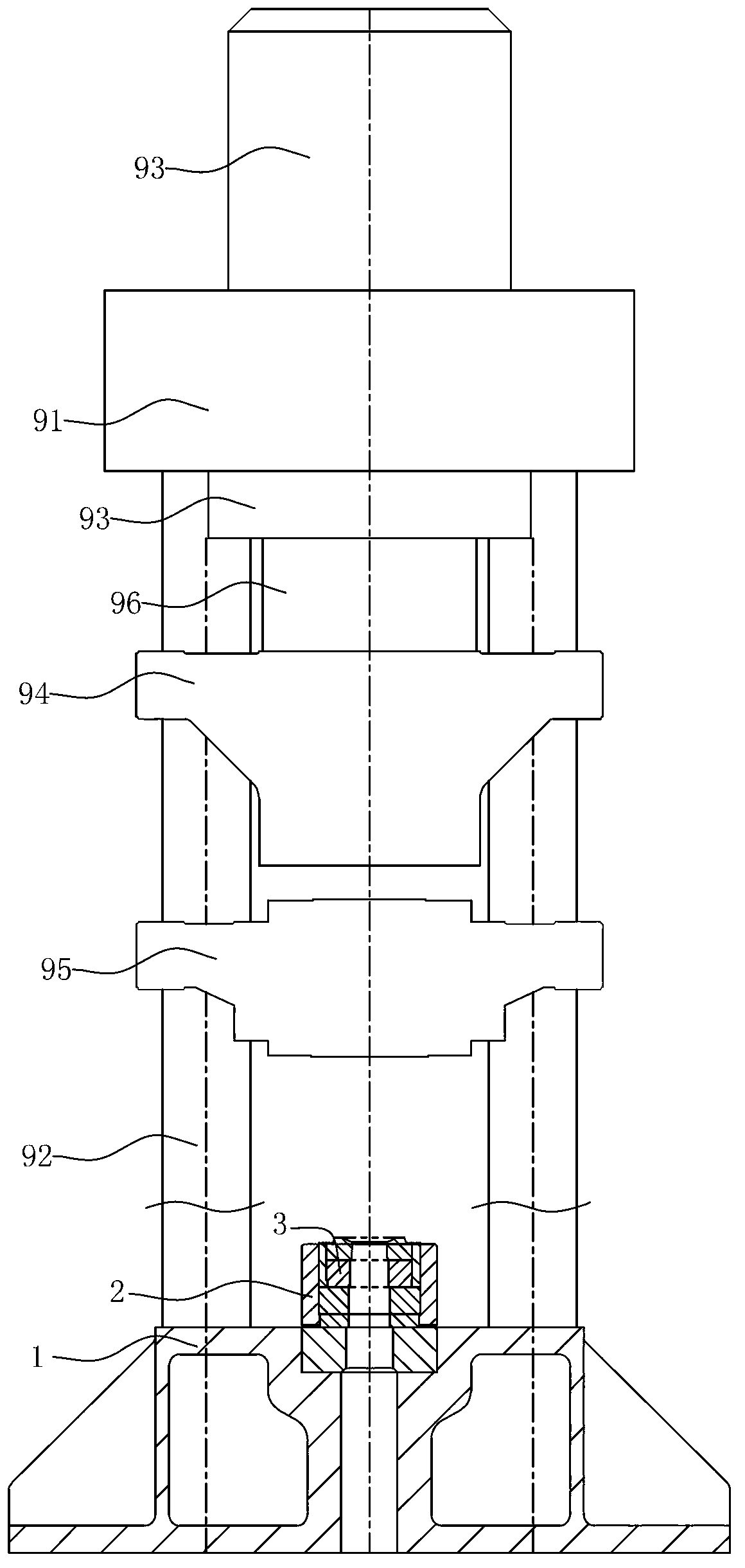 Module holder moving device of vertical extruder and vertical extruder