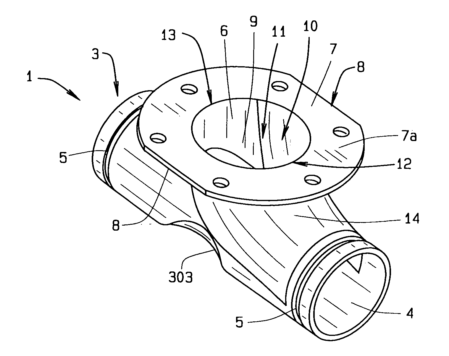 Hopper tee with comformable arcuate closure member