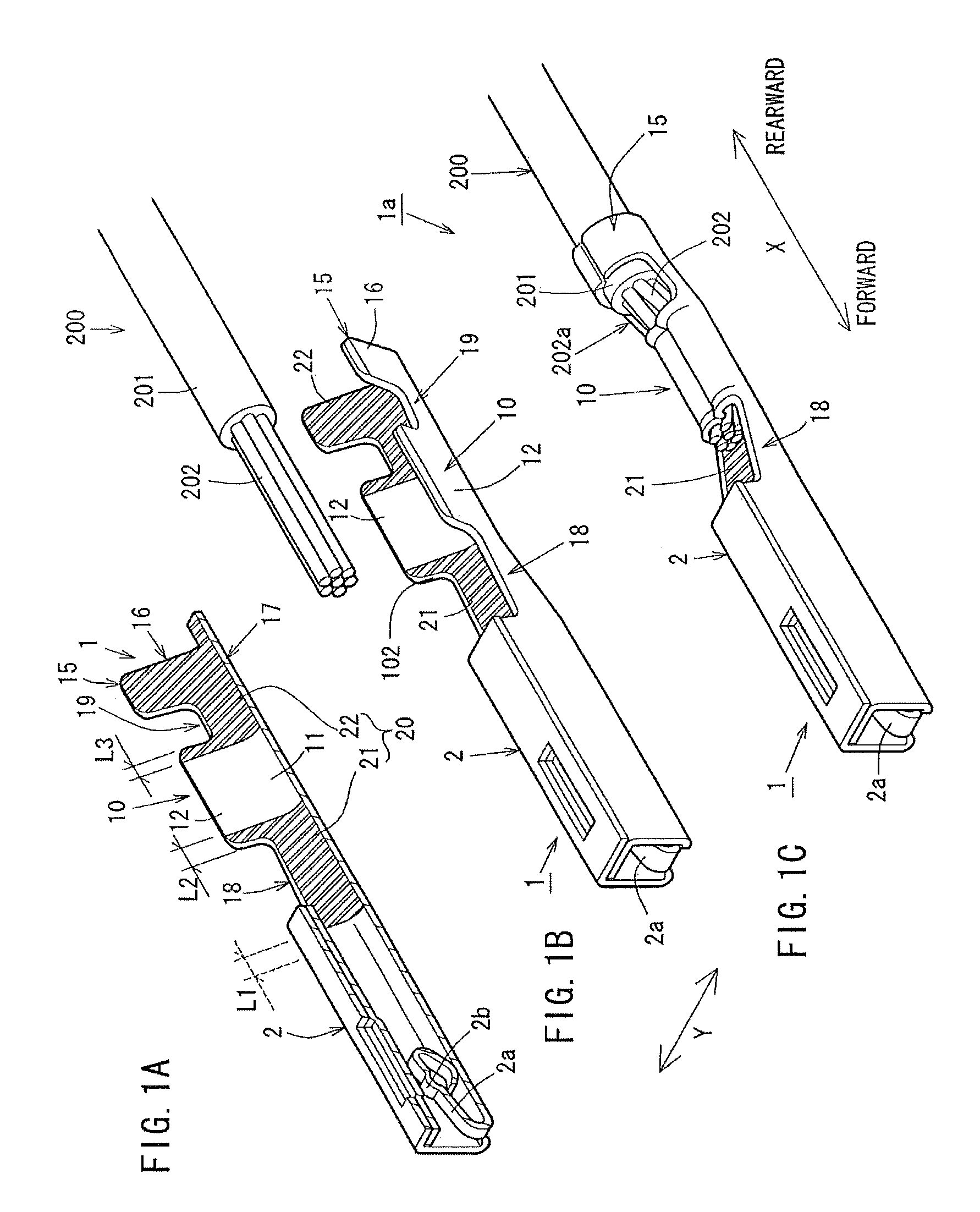 Crimp terminal, connection structural body and method for producing the crimp terminal