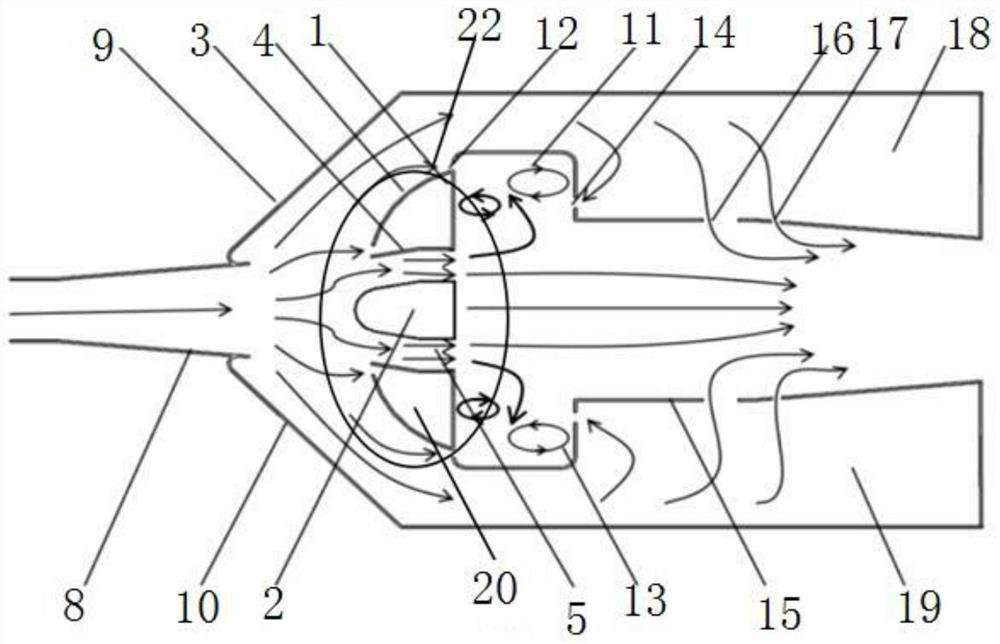 Trapped vortex combustor head device for preventing main flow from being entrained towards cavity