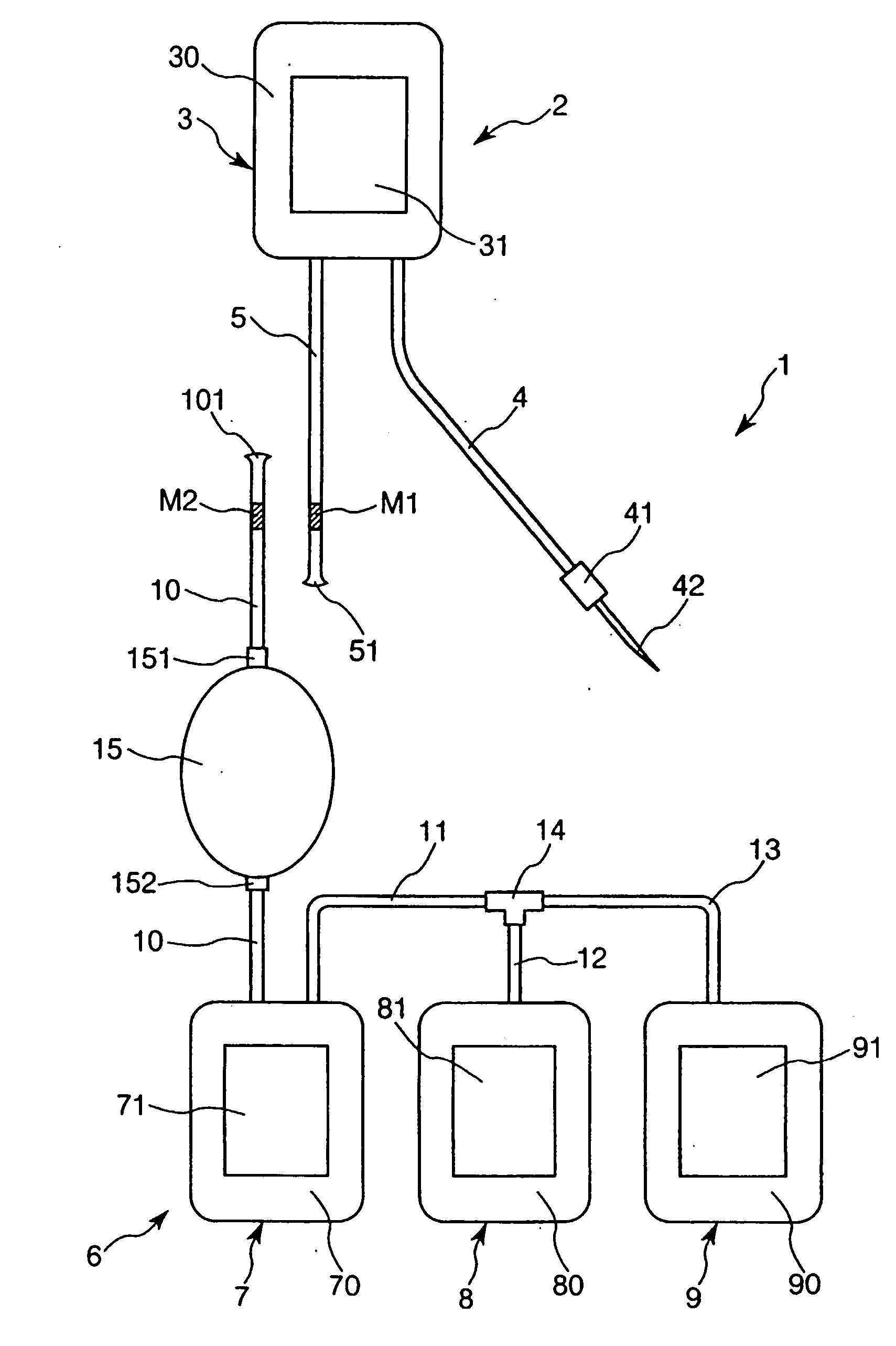 Blood treating set and cell treating set