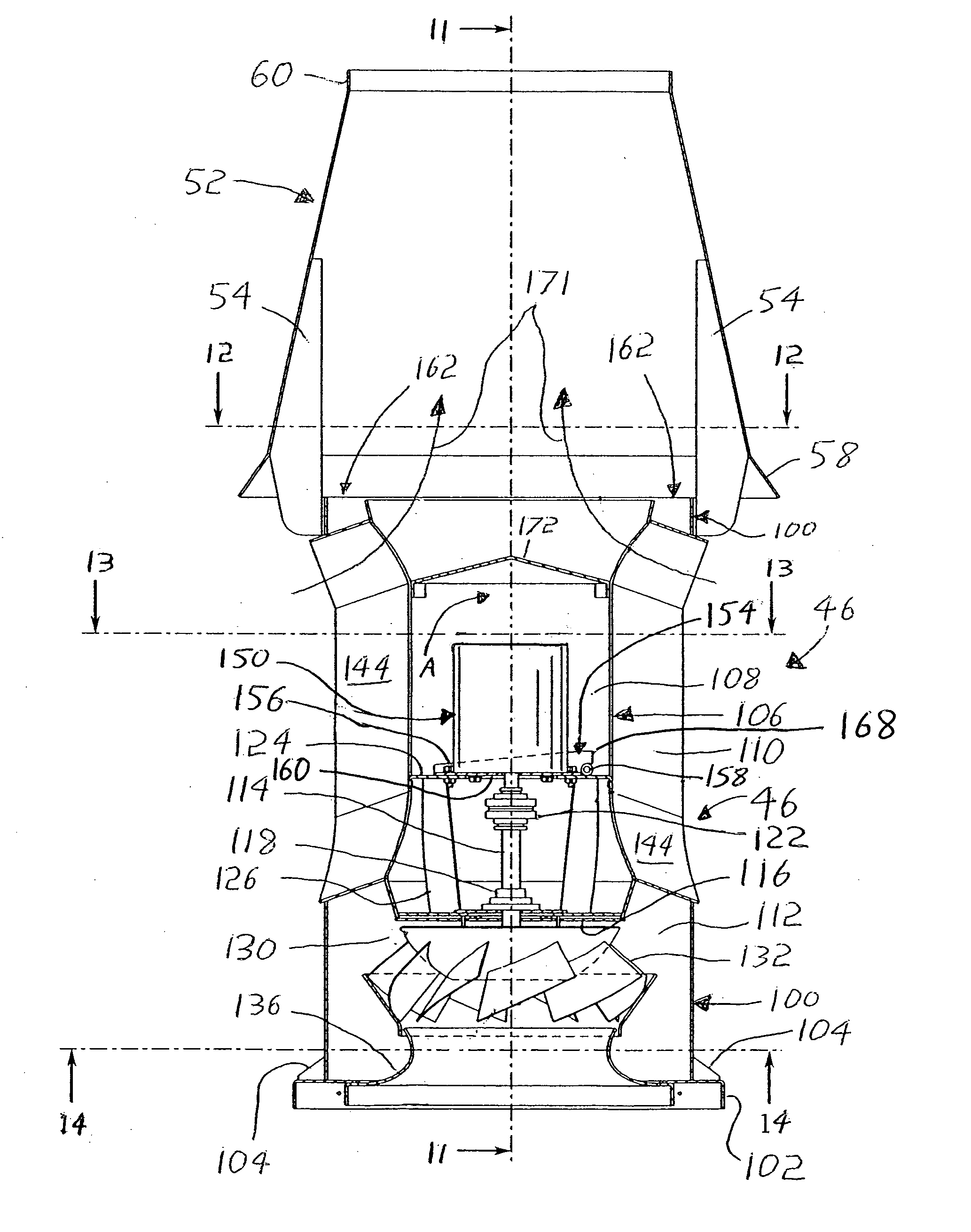 Pivotal direct drive motor for exhaust assembly