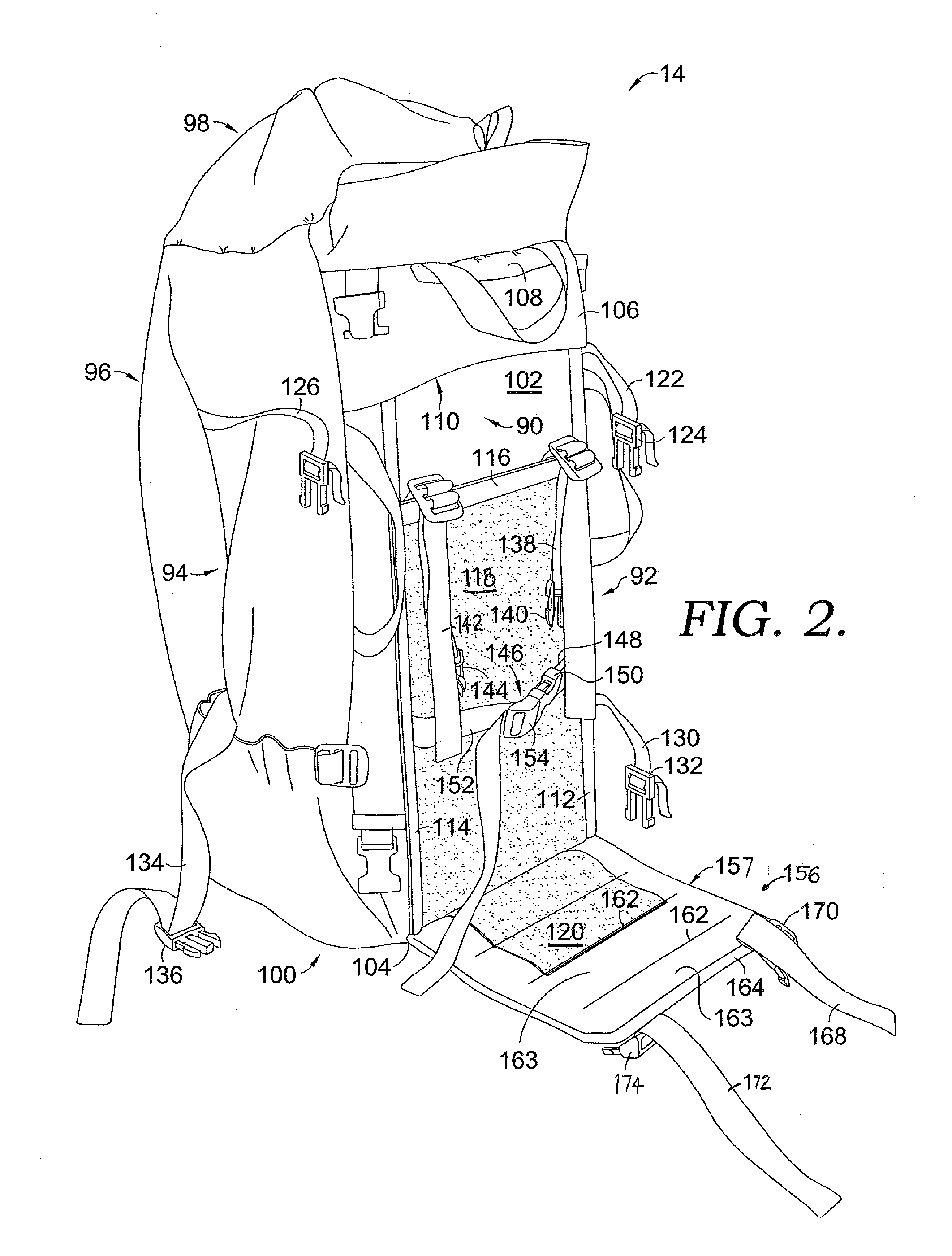 Backpack frame and bag system