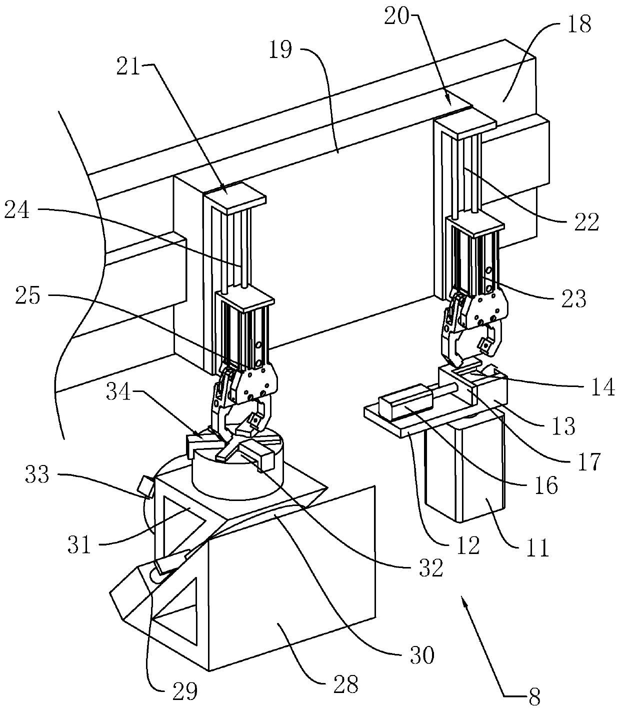 Feeding and discharging machine tool in full-automatic machine