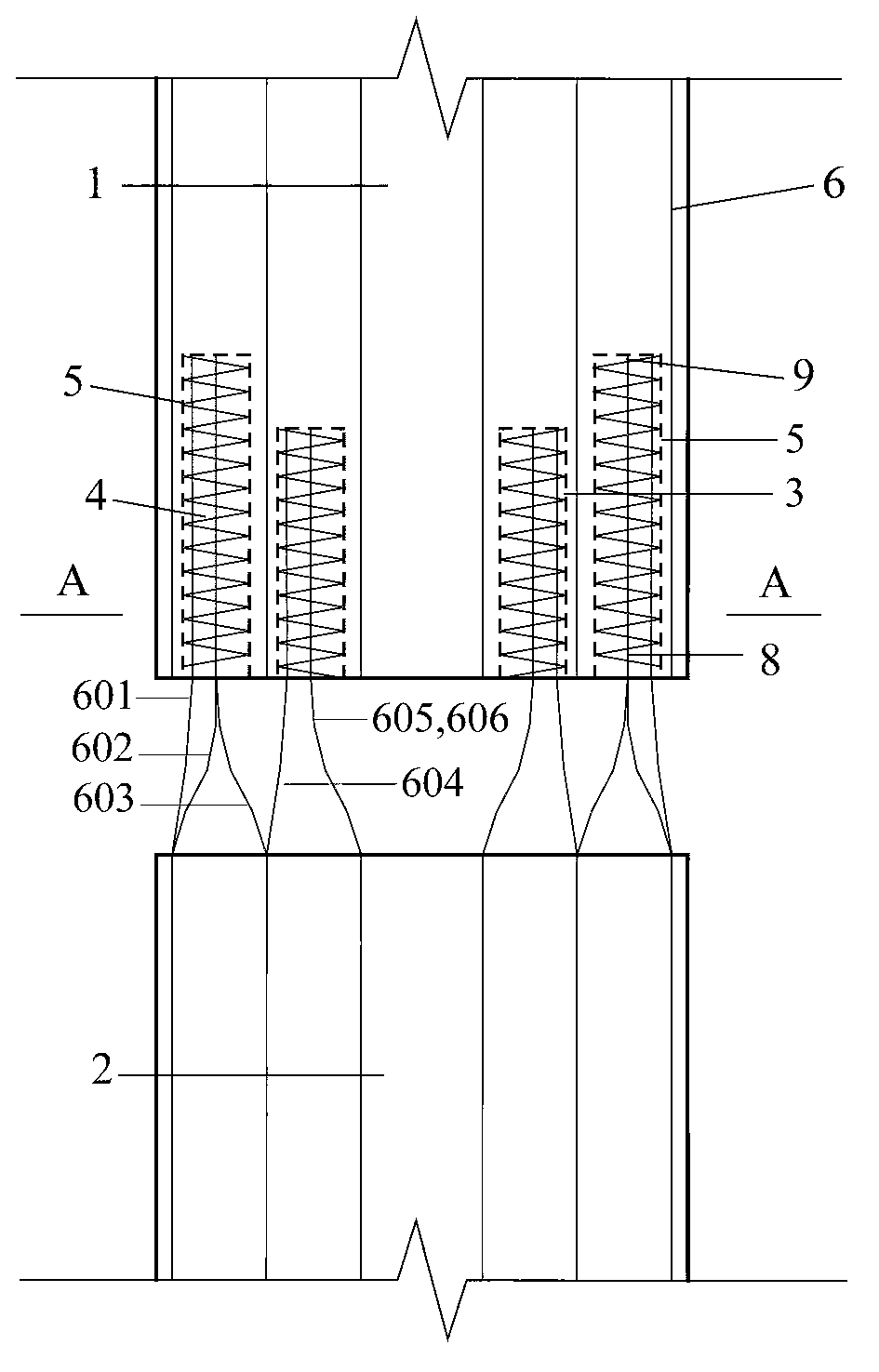 Prefabricated assembling whole type shear wall connected with staggered-height vertical steel bar