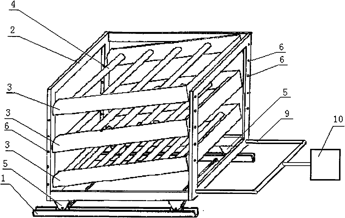 Swinging type screening device for screening cylindrical solid materials