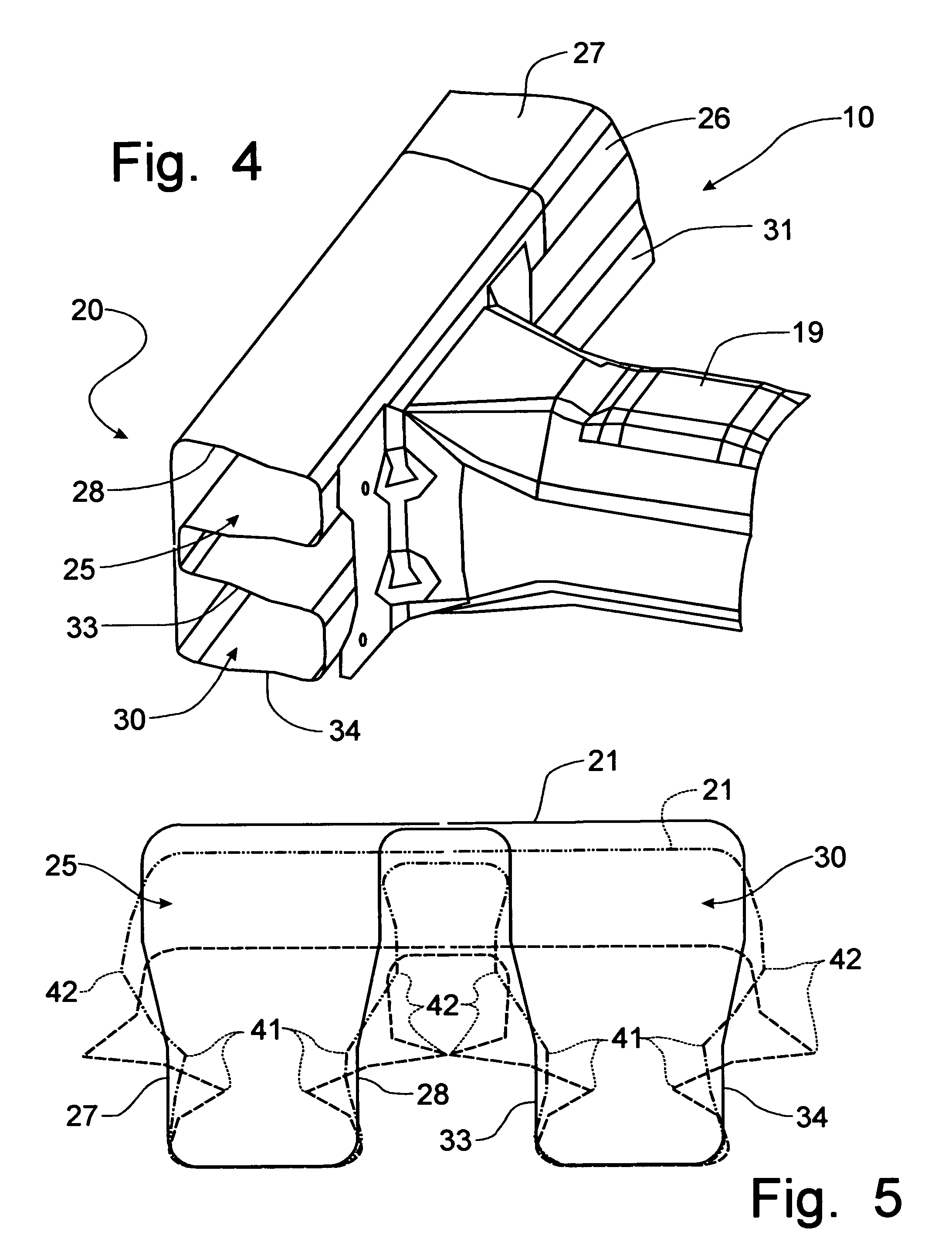 Bumper cross-section with hinges