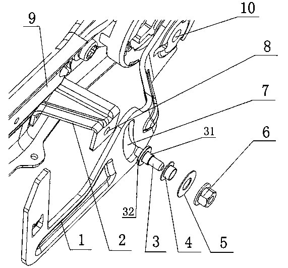 Operation structure of automobile seat height adjustor