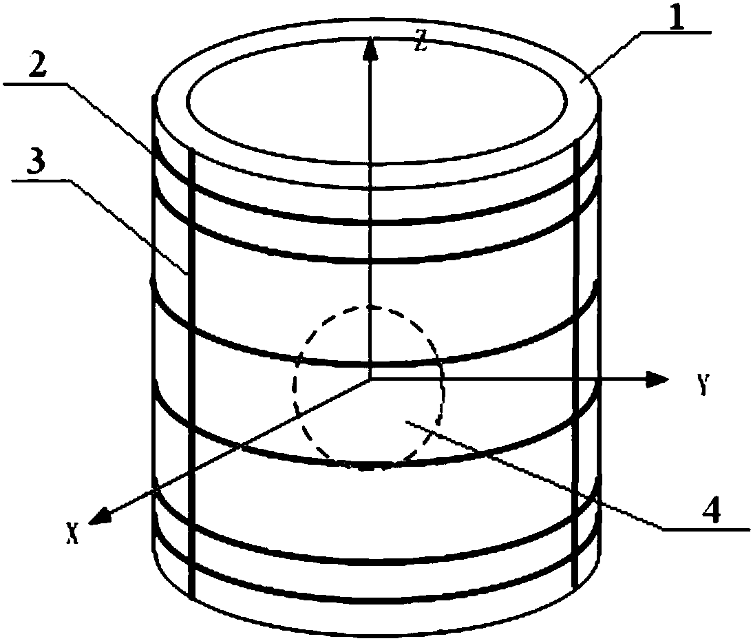 A three-dimensional magnetic coil with a large uniform area and its manufacturing method