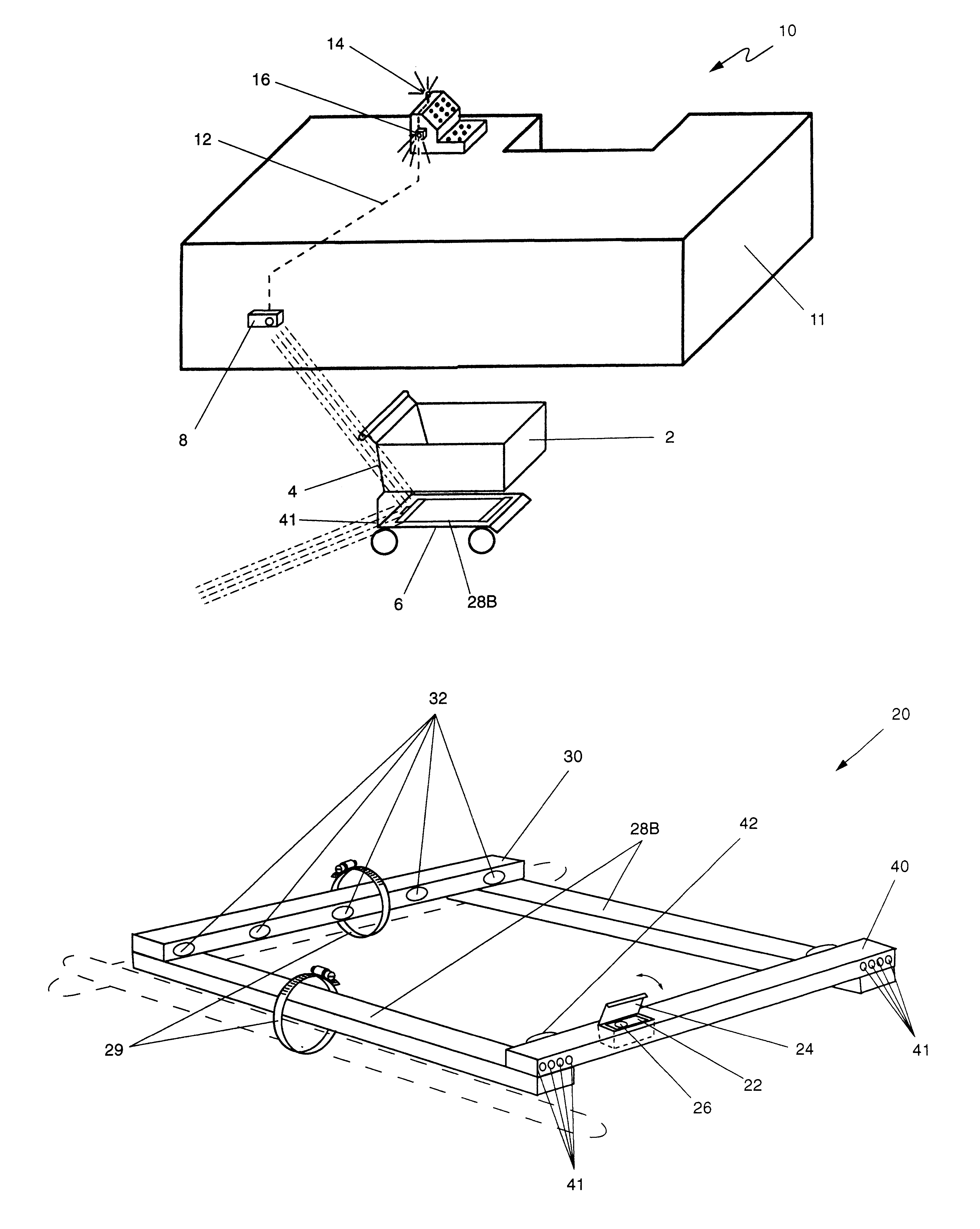 Infrared detection and alarm system for bottom shelf of shopping cart