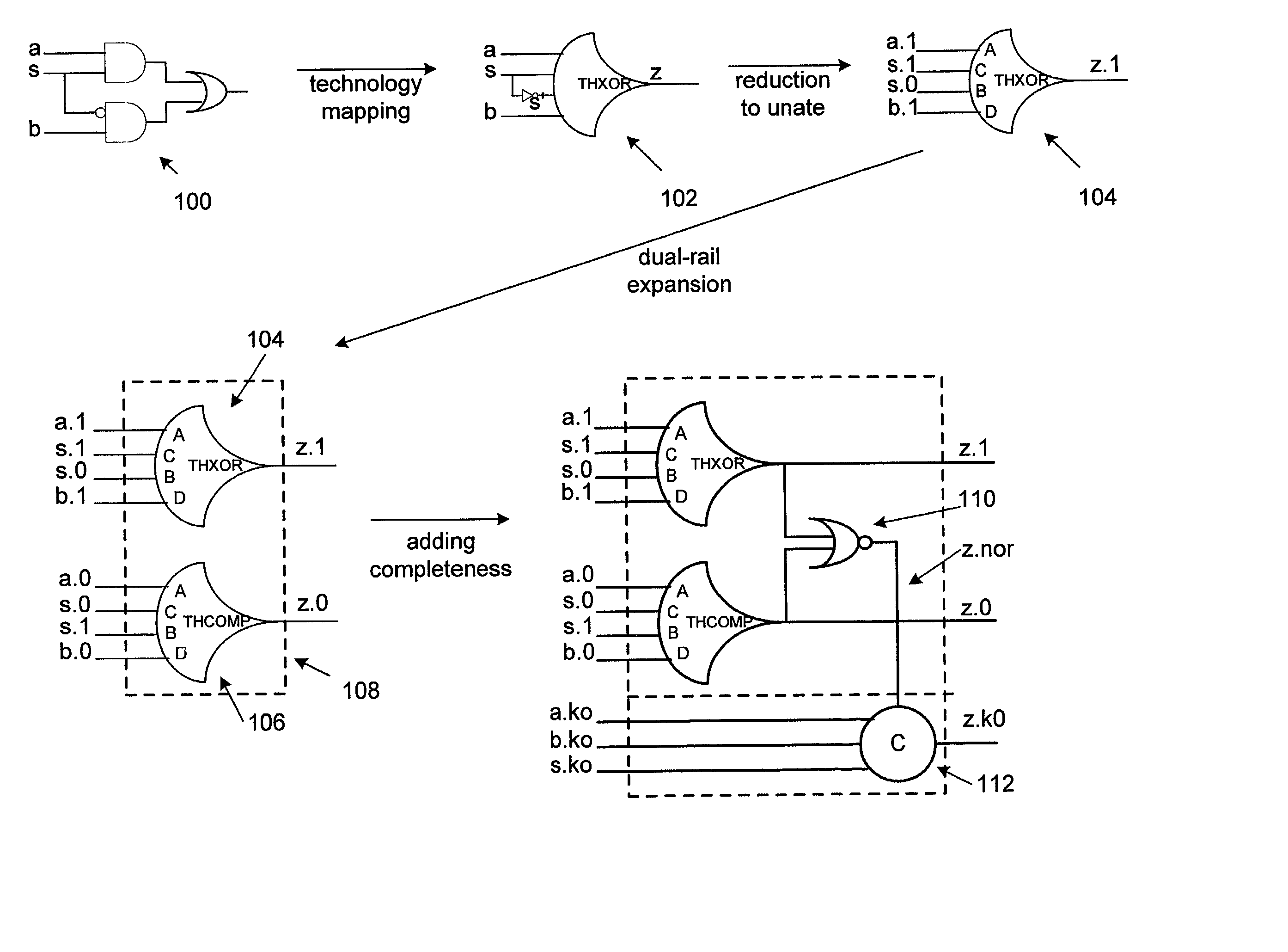 Multi-rail asynchronous flow with completion detection and system and method for designing the same