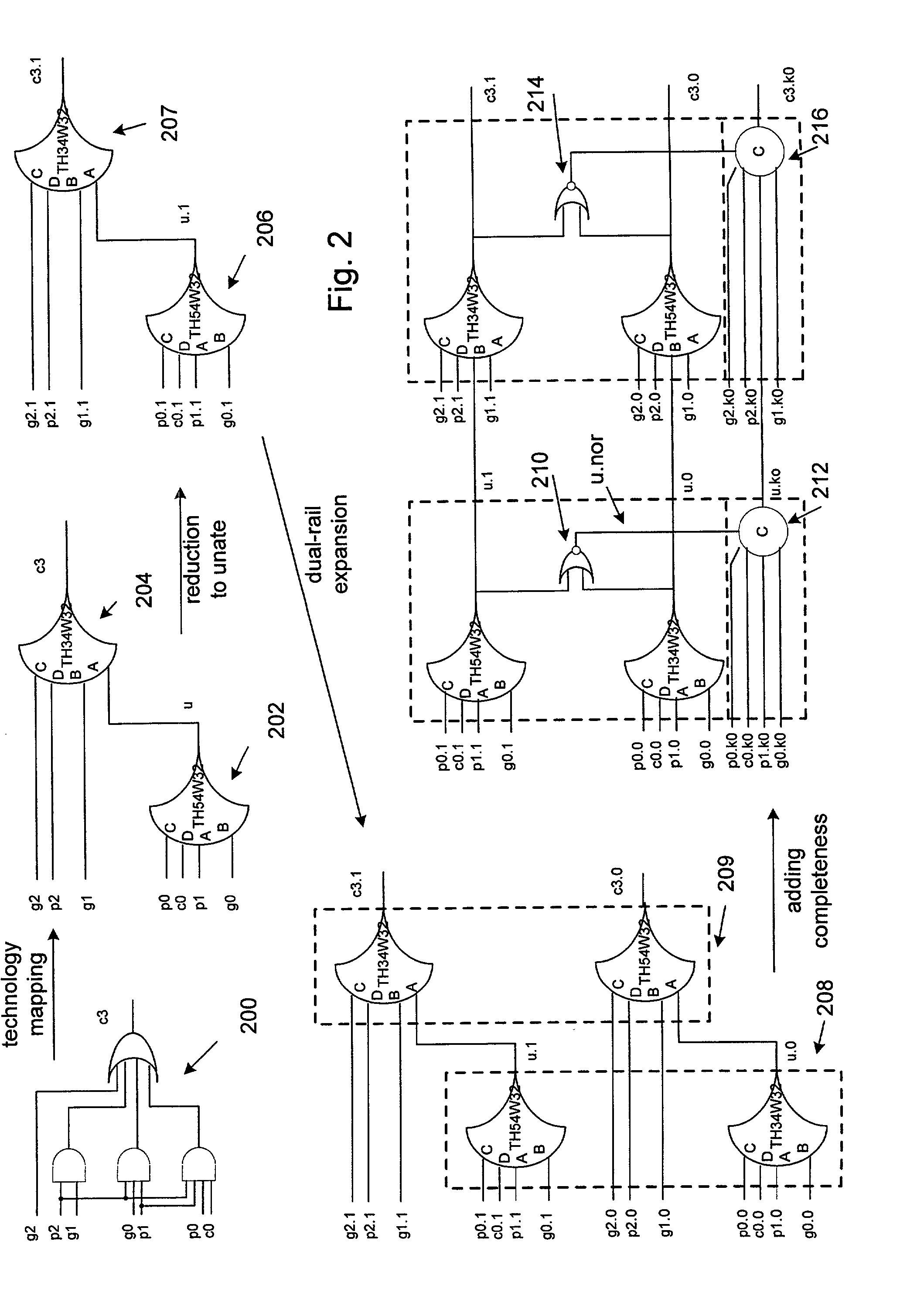 Multi-rail asynchronous flow with completion detection and system and method for designing the same