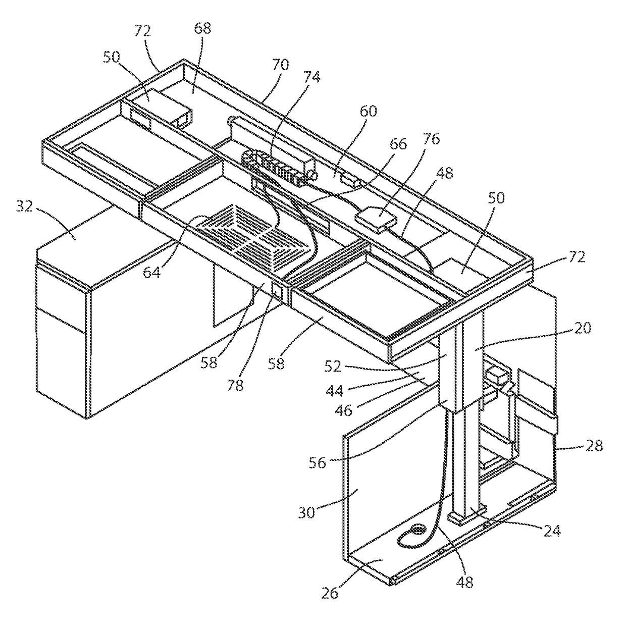 Height adjustable desk system