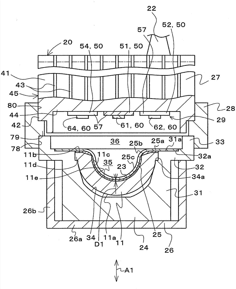 Film-producing device and method for producing artificial joint composite