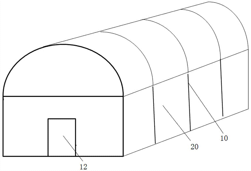 Crop plantation greenhouse system with irrigation device