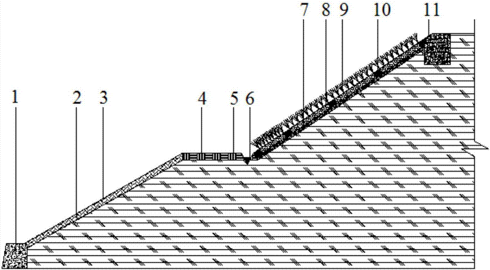 Ecological-type combined revetment for road runoff pollution treatment and construction method thereof