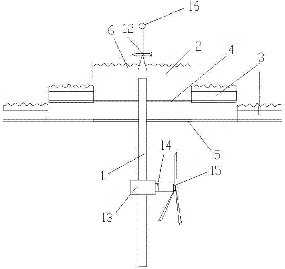 Telescopic solar energy power generation device with lightning protection, wind power generation and light collecting mirror functions