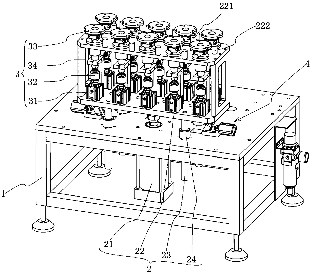 A smoke alarm assembly twisting foot jacking device