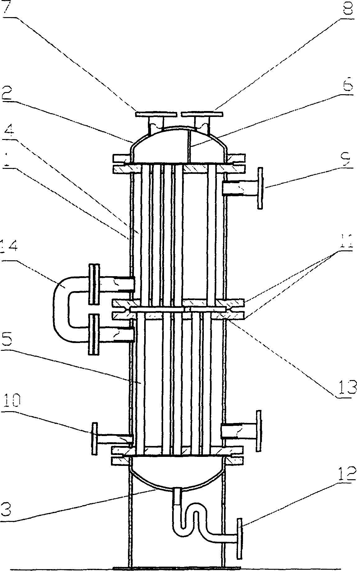 Constant flow velocity steam-water heat exchanger