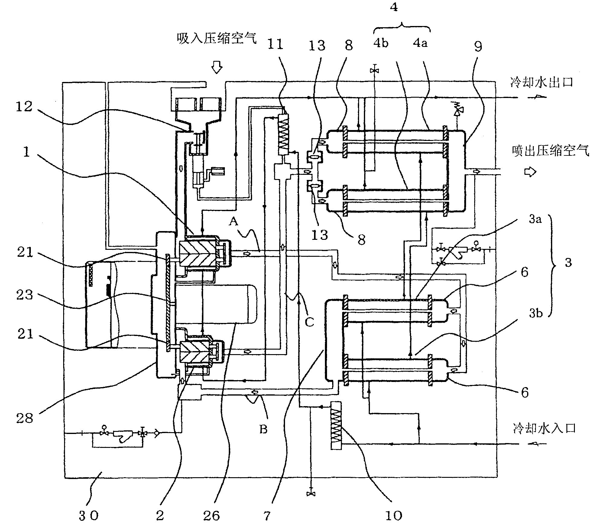 Water-cooled oil-free air compressor