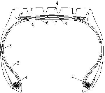 Directional steel wire belt type pneumatic tire