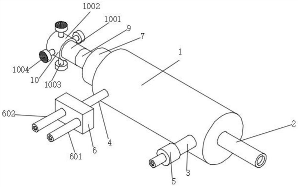 A telescopic spraying device for electroplating the inner wall of the conveying cylinder