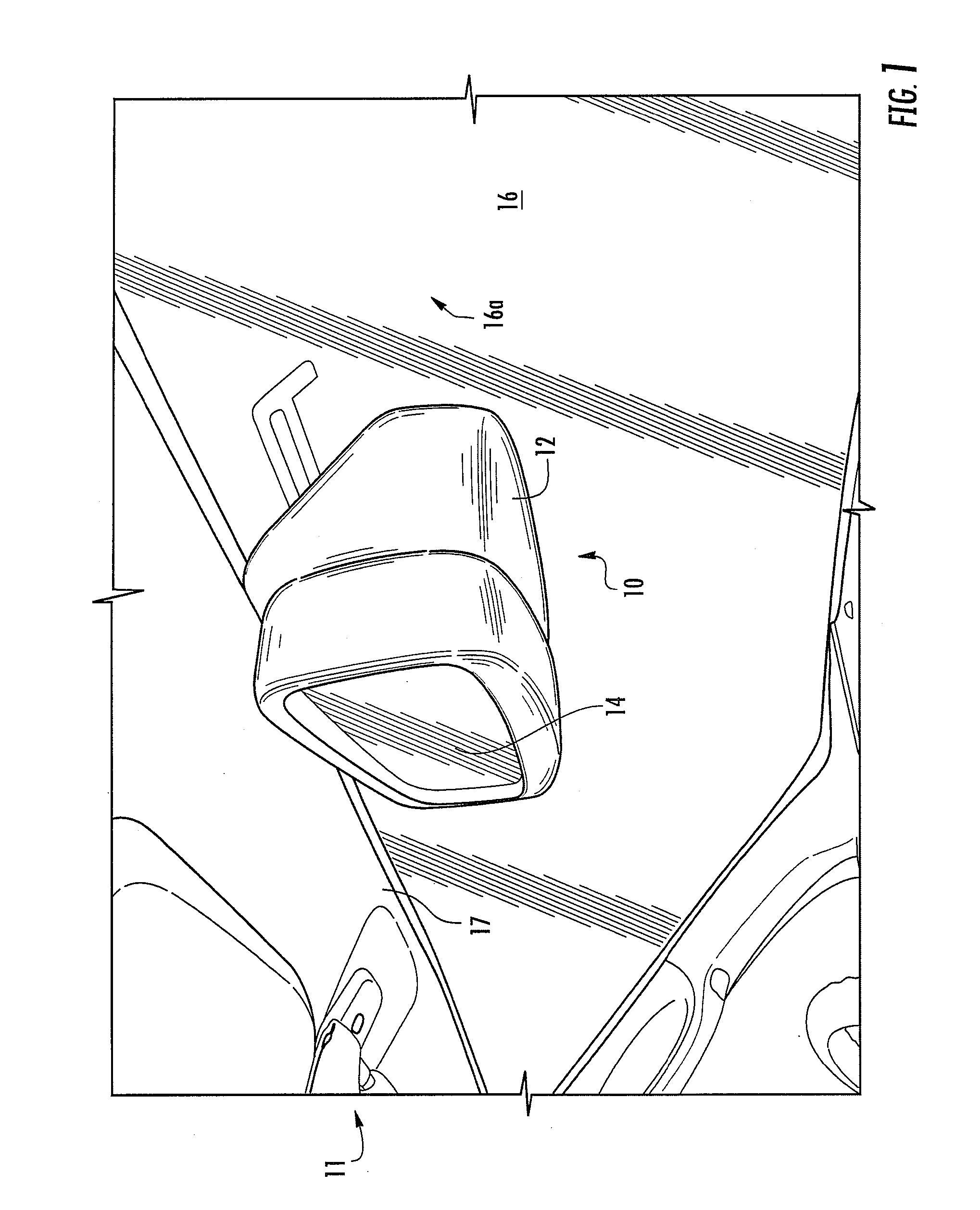 Vehicle interior rearview mirror assembly with actuator