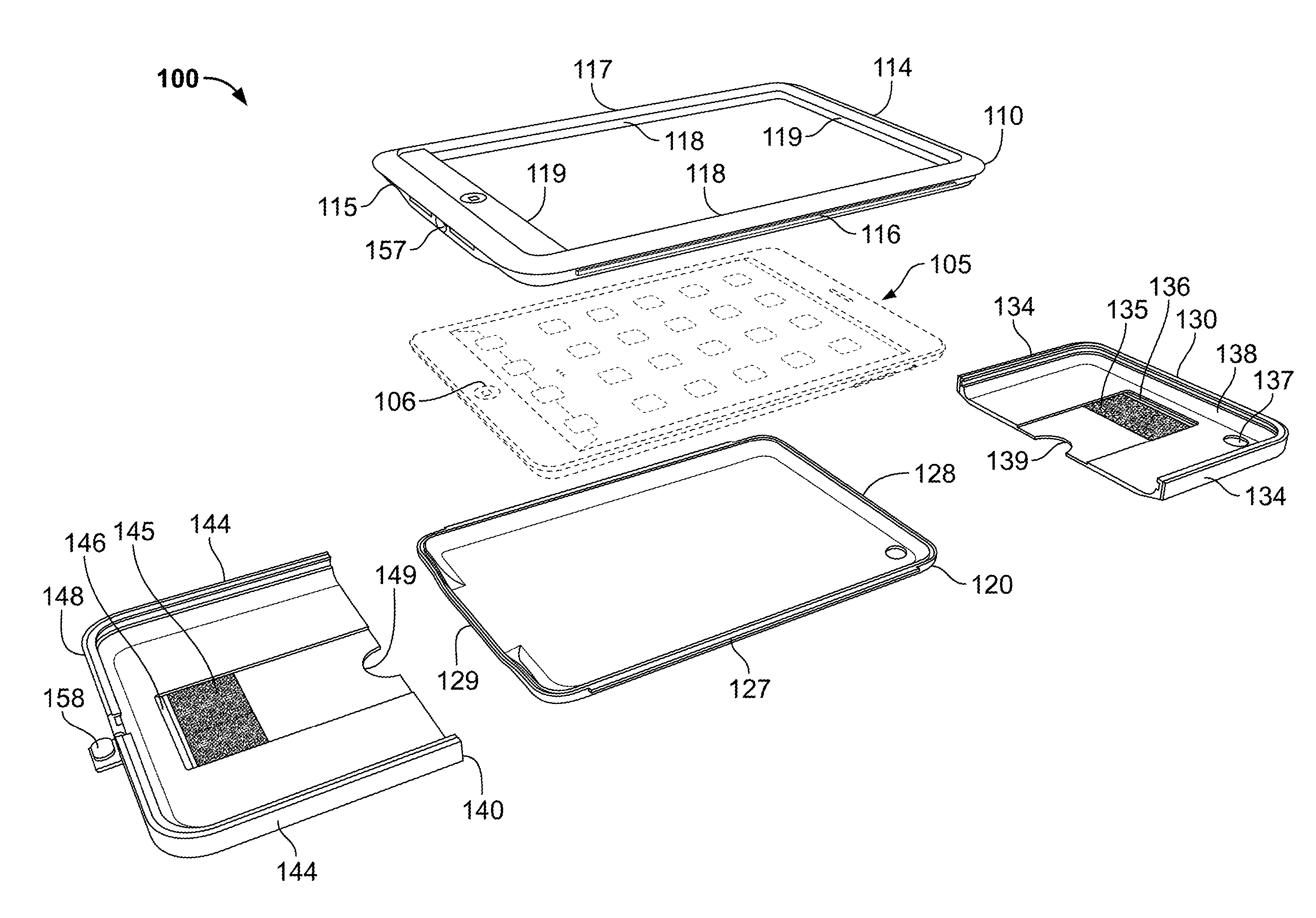 Door securement mechanism for waterproof encasement