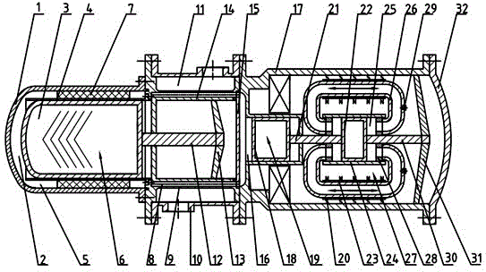 Free piston stirling engine with magnetofluid for power generation and work method