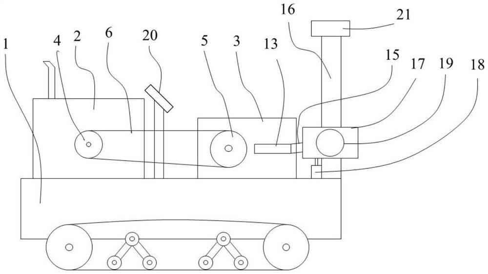 Unmanned chain type excavation device, unmanned operation system and unmanned operation method