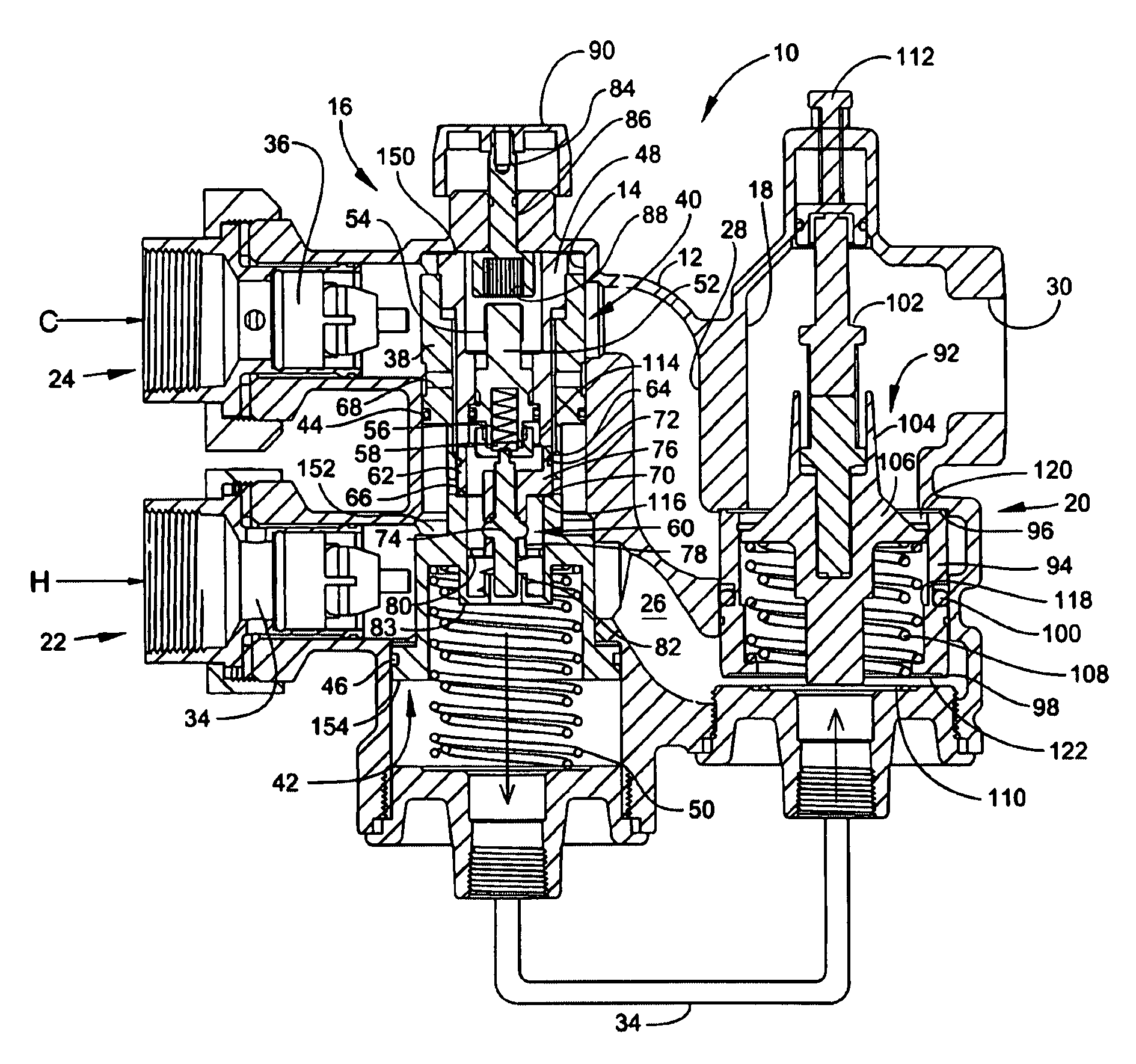 Variable flow fluid tempering valve