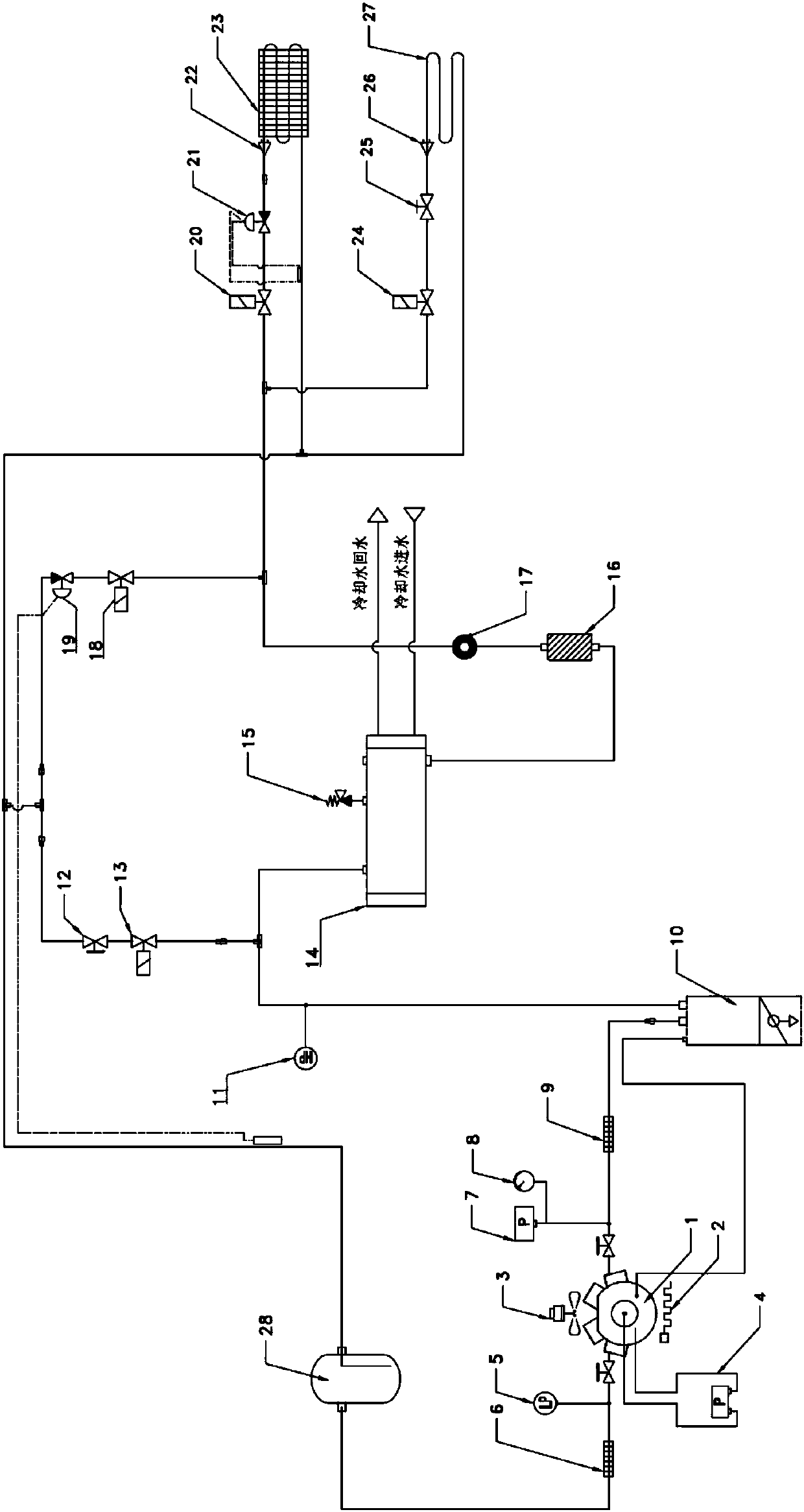 Single-level refrigeration system and method for stepless adjustment of refrigerating capacity and dehumidification amount