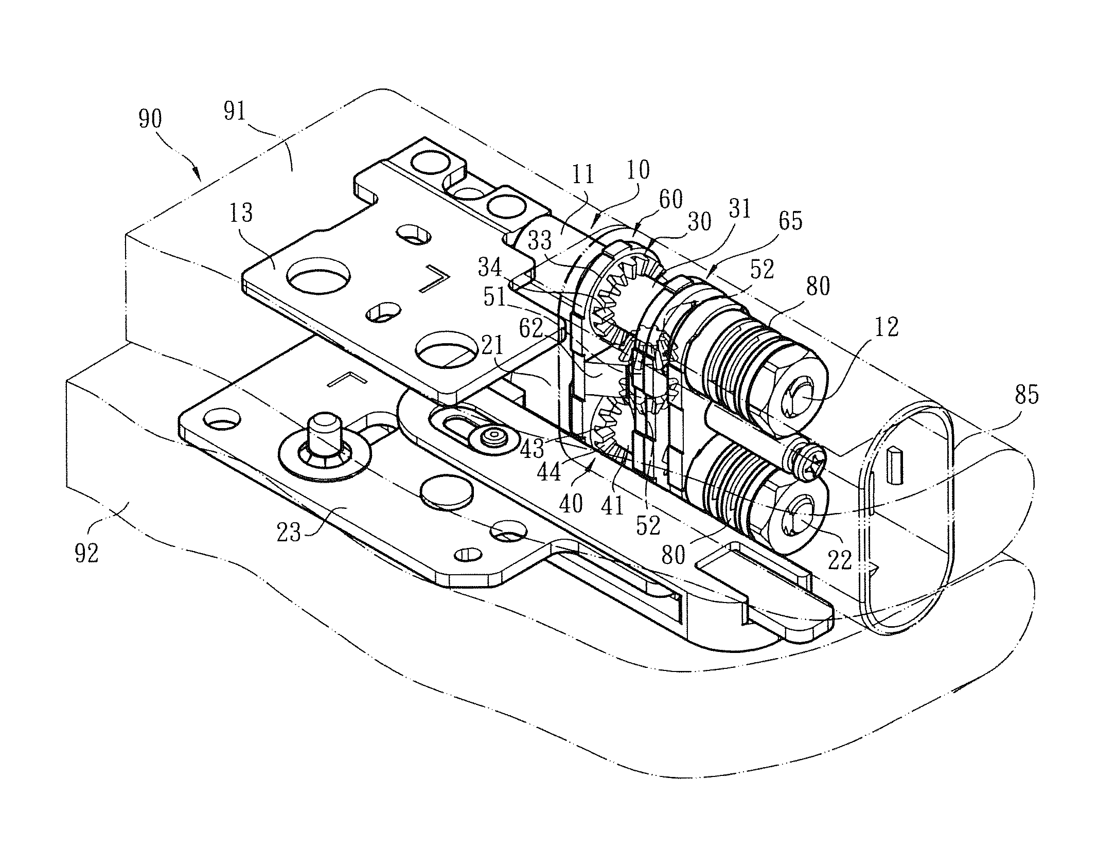 Pivot mechanism of synchronous hinge device