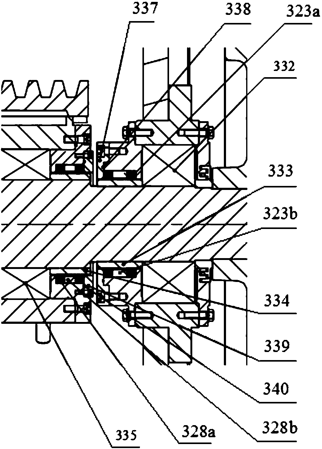 A movable jaw assembly of a mud pipeline crusher in a shield machine