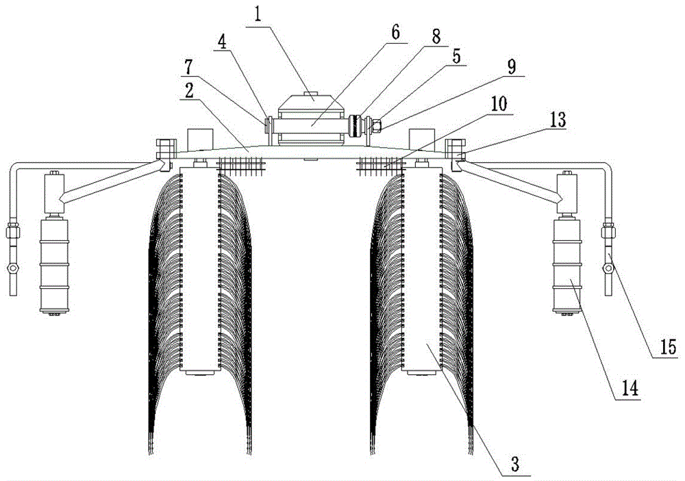 Turnable road fence washing device