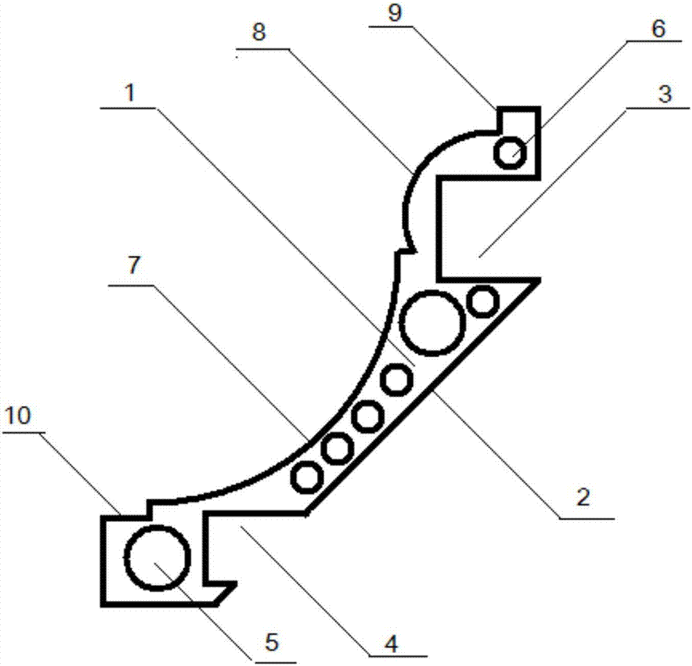 Stone-powder-pressed hollow decorative material buckle type arc-shaped concave line