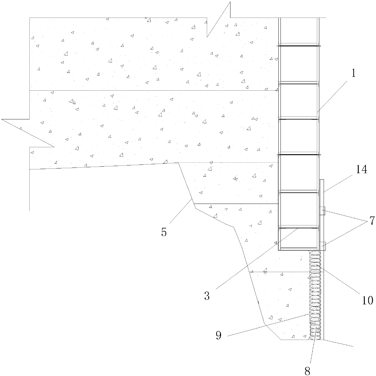 Slope rock riverbed steel cofferdam based on suspended corner processing structures