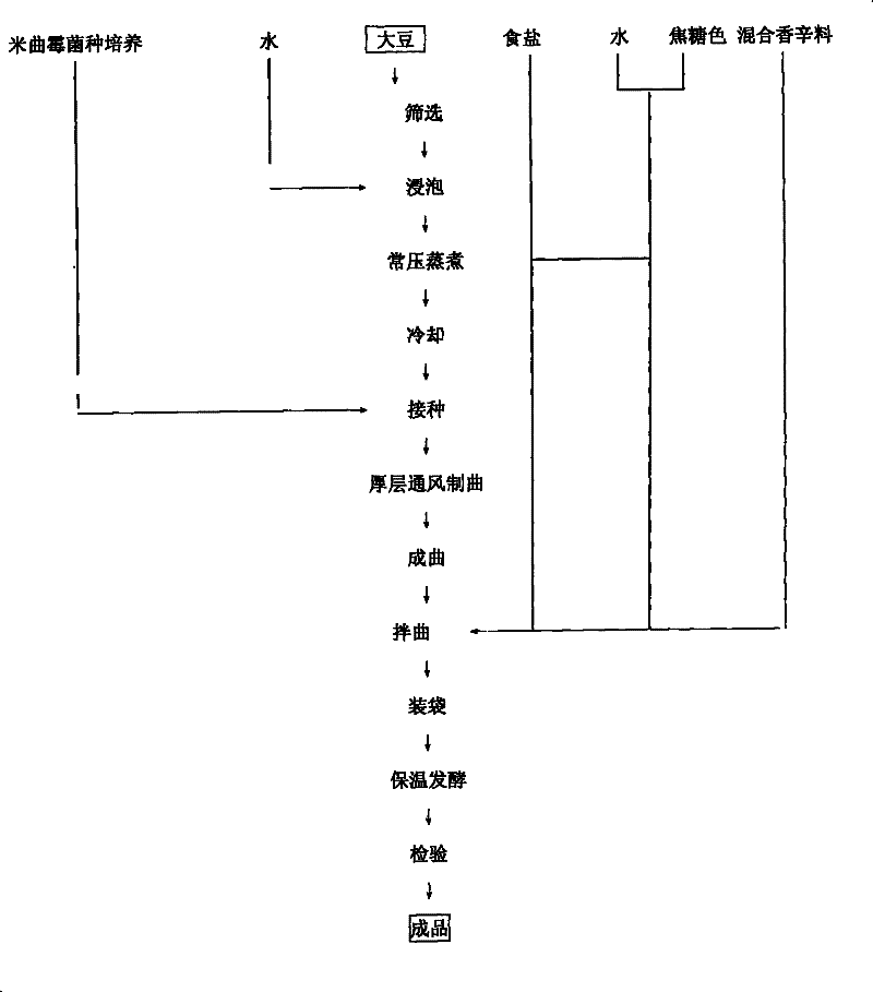 Aspergillus oryzae type novel technique for producing fermented soya bean